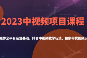 2023中视频项目课程，自媒体全平台运营基础、抖音中视频教学玩法、独家带货视频玩法。