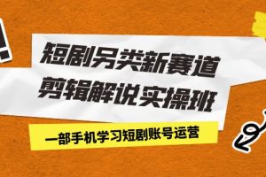 短剧另类新赛道剪辑解说实操班：一部手机学习短剧账号运营（29节 价值500）