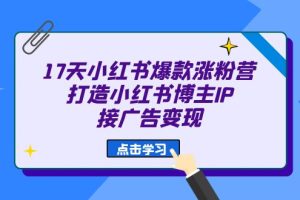 17天 小红书爆款 涨粉营（广告变现方向）打造小红书博主IP、接广告变现