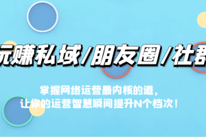 玩赚私域/朋友圈/社群，掌握网络运营最内核的道，让你的运营智慧瞬间提升N个档