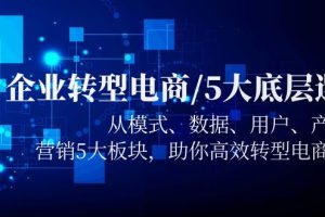 企业转型电商/5大底层逻辑，从模式 数据 用户 产品 营销5大板块，高效转型