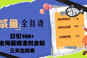 咸鱼全自动暴力引创业粉课程，日引100+三天出效果