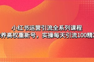 小红书运营引流全系列课程：教你养高权重新号，实操每天引流100精准粉