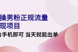 2022实操男粉正规流量变现项目，一台手机即可 当天就能出单