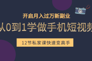 从0到1学做手机短视频：小白快速变高手，开启月入过万新副业