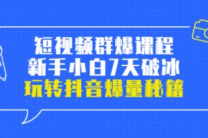 短视频群爆课程：新手小白7天破冰，玩转抖音爆量秘籍