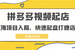 拼多多视频起店，实现蓝海项目入局，快速起盘打爆店铺（价值299元）