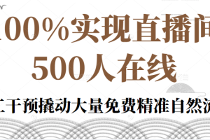 100%实现直播间500人在线私家课，人工干预撬动大量免费精准自然流量