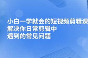 小白一学就会的短视频剪辑课，解决你日常剪辑中遇到的常见问题