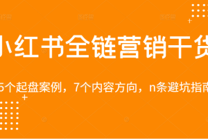 小红书全链营销干货，5个起盘案例，7个内容方向，n条避坑指南