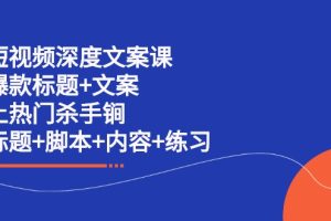 短视频深度文案课 爆款标题+文案 上热门杀手锏（标题+脚本+内容+练习）（无水印）