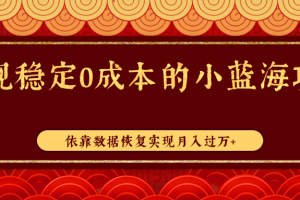 正规稳定0成本的小蓝海项目，依靠数据恢复实现月入过万+