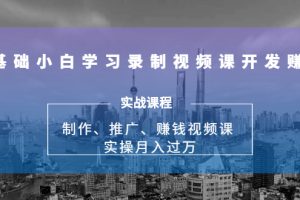 0基础小白学习录制视频课开发赚钱：制作、推广、赚钱视频课 实操月入过万（无水印）