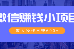 一个微信日收10几块， 小规则操作日入600+大规模操作日入过万