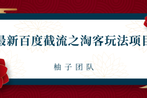 2021最新百度截流之淘客玩法，布局流量一单利润可达300+【视频课程】