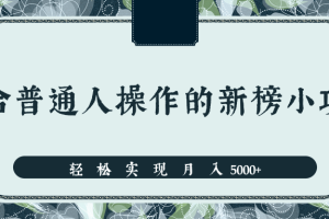 分享一个适合普通人操作的赚钱项目，新手也能轻松实现月入5000+【视频教程】