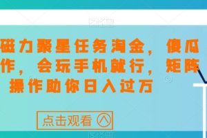 快手磁力聚星任务淘金，傻瓜式操作，会玩手机就行，矩阵操作助你日入过万