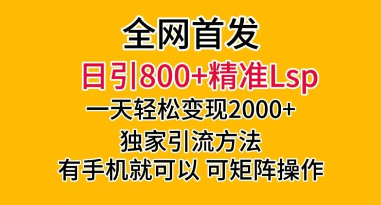 全网首发！日引800+精准老色批，一天变现2000+，独家引流方法，可矩阵操作【揭秘】