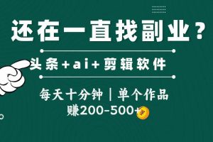 （14844期）头条全新玩发加持软件搬视频，每天十分钟，单个作品收入200-500左右