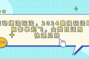 （13635期）活动爆流玩法，2024最强玩法助力，高客单起飞，全类目适用，快速见效