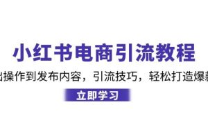 （12913期）小红书电商引流教程：从基础操作到发布内容，引流技巧，轻松打造爆款产品
