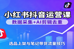 小红书抖音运营课：数据采集+AI剪辑去重，选品上架与笔记带货流量技巧