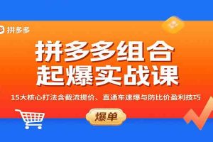 拼多多组合起爆实战课：15大核心打法含截流提价、直通车速爆与防比价盈利技巧