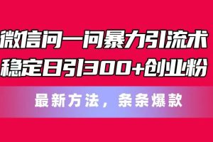 （11486期）微信问一问暴力引流术，稳定日引300+创业粉，最新方法，条条爆款