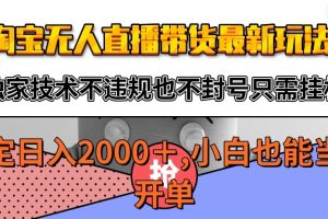 淘宝无人直播带货最新玩法，独家技术不违规不封号，只需挂机稳定日入2000+
