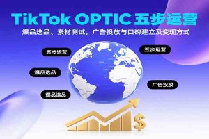 TikTok OPTIC五步运营，爆品选品、素材测试，广告投放与口碑建立及变现方式