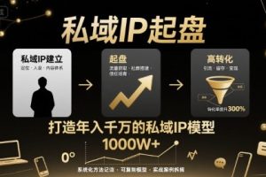 私域IP起盘，私域ip建立、起盘、高转化，打造年入千万的私域ip模型