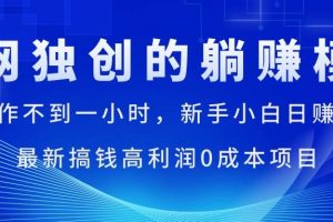 （11307期）每天操作不到一小时，新手小白日赚1500+，最新搞钱高利润0成本项目