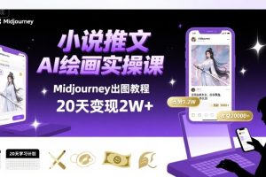小说推文干货分享之AI绘画MJ出图实操课，用Midjourney做小说推文，20天挣2w