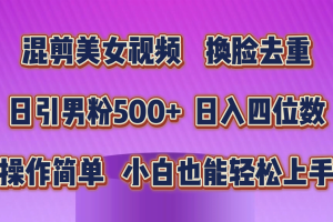 （10908期）混剪美女视频，换脸去重，轻松过原创，日引色粉500+，操作简单，小白也…