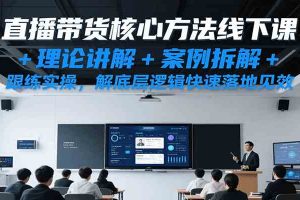 直播带货核心方法线下课，理论讲解+案例拆解+跟练实操，解底层逻辑快速落地见效