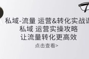（10739期）私域-流量 运营&转化实操课：私域 运营实操攻略 让流量转化更高效