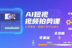 AI短视频拍剪课，全攻略到精通，带你从零基础一路飙升至行业高手
