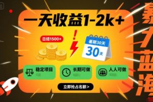 一天收益1-2k+ 稳定项目，暑期暴力蓝海项目，长期稳定，人人可做【揭秘】