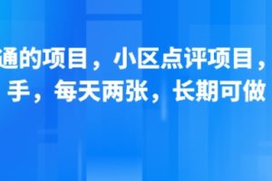 新跑通的项目，小区点评项目，动动手，每天两张，长期可做