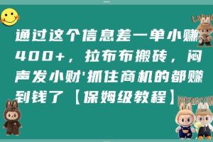 通过这个信息差一单小挣4张+，拉布布搬砖，闷声发小财抓住商机的都挣到钱了【保姆级教程】