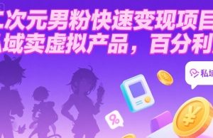 二次元男粉快速变现项目，私域卖虚拟产品，百分利润