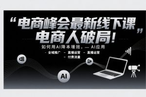 电商峰会最新线下课，电商人破局，如何用AI降本增效，AI应用-全域推广-直播运营-付费流量