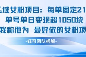 私域女粉项目：每单固定21块，单日变现超1k+，最好做的女粉项目