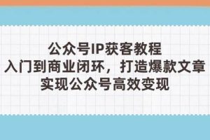公众号IP获客教程(第3期)，从入门到商业闭环，打造爆款文章，实现公众号高效变现