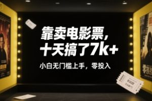 靠卖电影票，十天搞了7k+，小白无门槛上手，零投入【揭秘】
