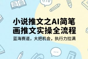 小说推文之AI简笔画推文实操全流程，蓝海赛道，大把机会，执行力拉满