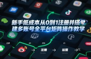 新手低成本从0到1注册并搭建多账号全平台矩阵操作教学，手机号-邮箱-IP-工具