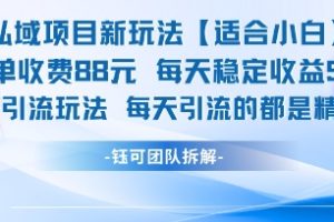 私域项目新玩法【适合小白】 一单收费88.每天稳定收益几张