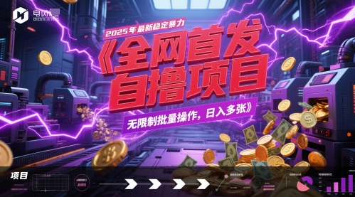 全网首发,2025年最新稳定暴力全自动自撸项目,无限制批量操作,日入多张【揭秘】