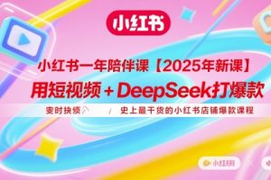 小红书一年陪伴课【2025年新课】，用短视频+deepSeek打爆款，史上最干货的小红书店铺爆款课程